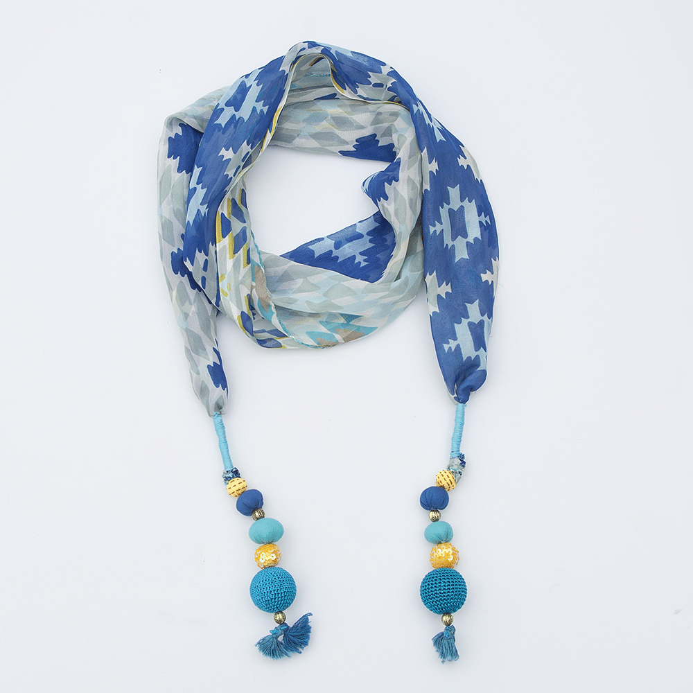 Blue & Grey Jeweled Stole