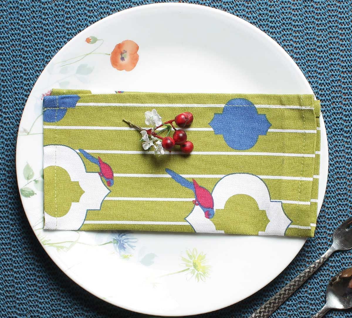 India Circus Peeking Parrots Cocktail Napkins Set of 6