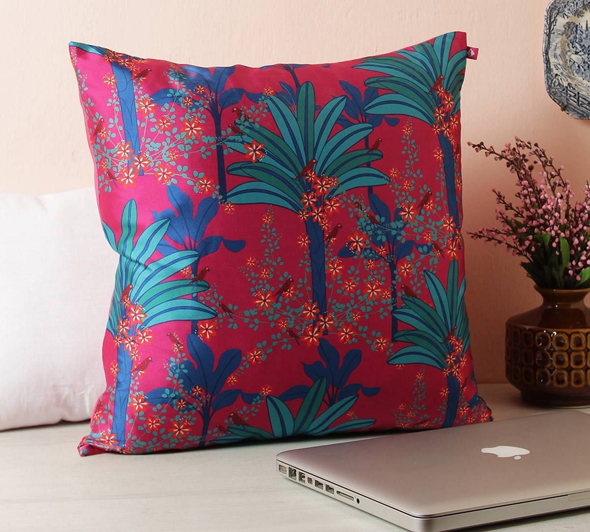 India Circus Royal Palms Blended Taf Silk Cushion Cover