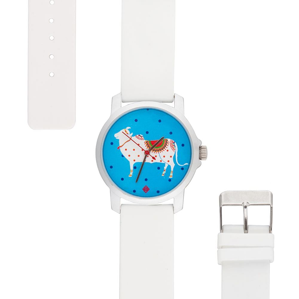 Emerald Studded Cow Women's Watch