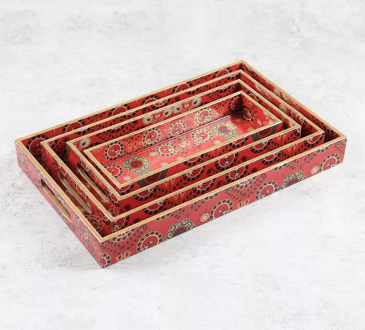 India Circu by Krsnaa Mehta Raceme Rosettes MDF Rectangle Tray