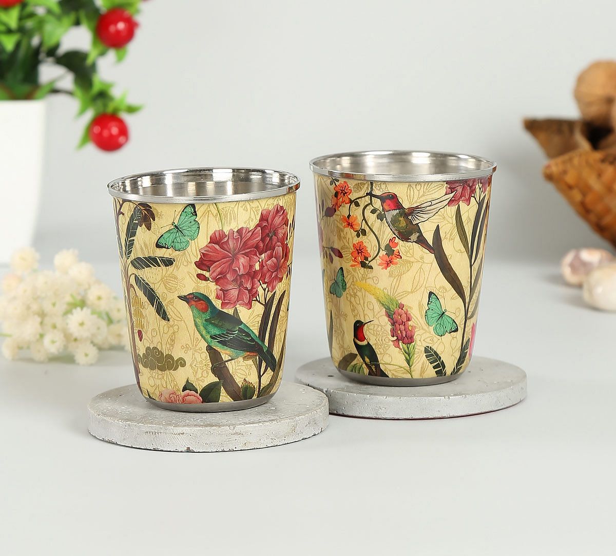 India Circus Bird Land Small Steel Tumbler (Set of 2)