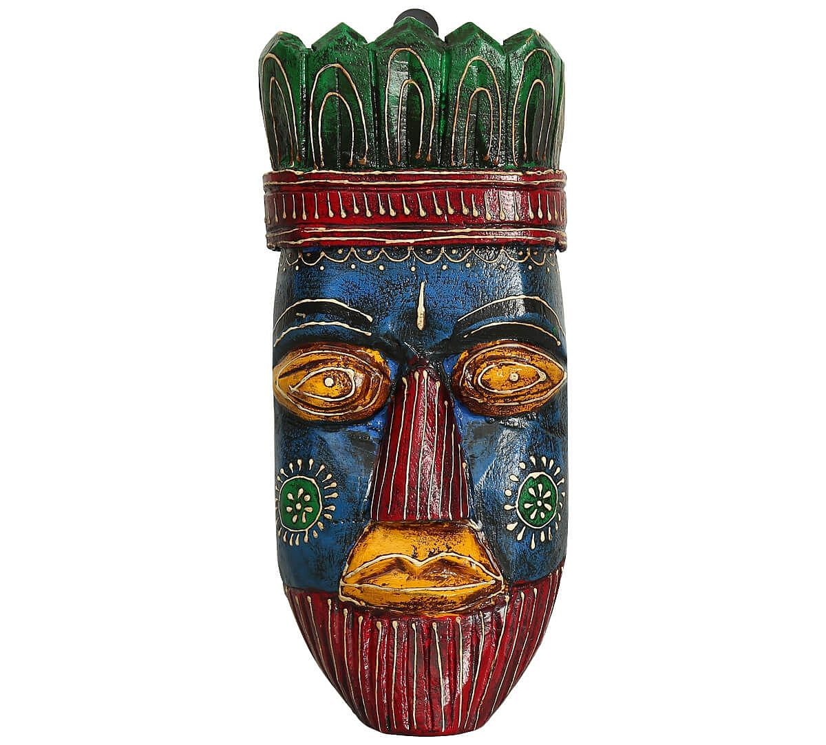 India Circus Blue Hamadryad Decorative Wooden Mask