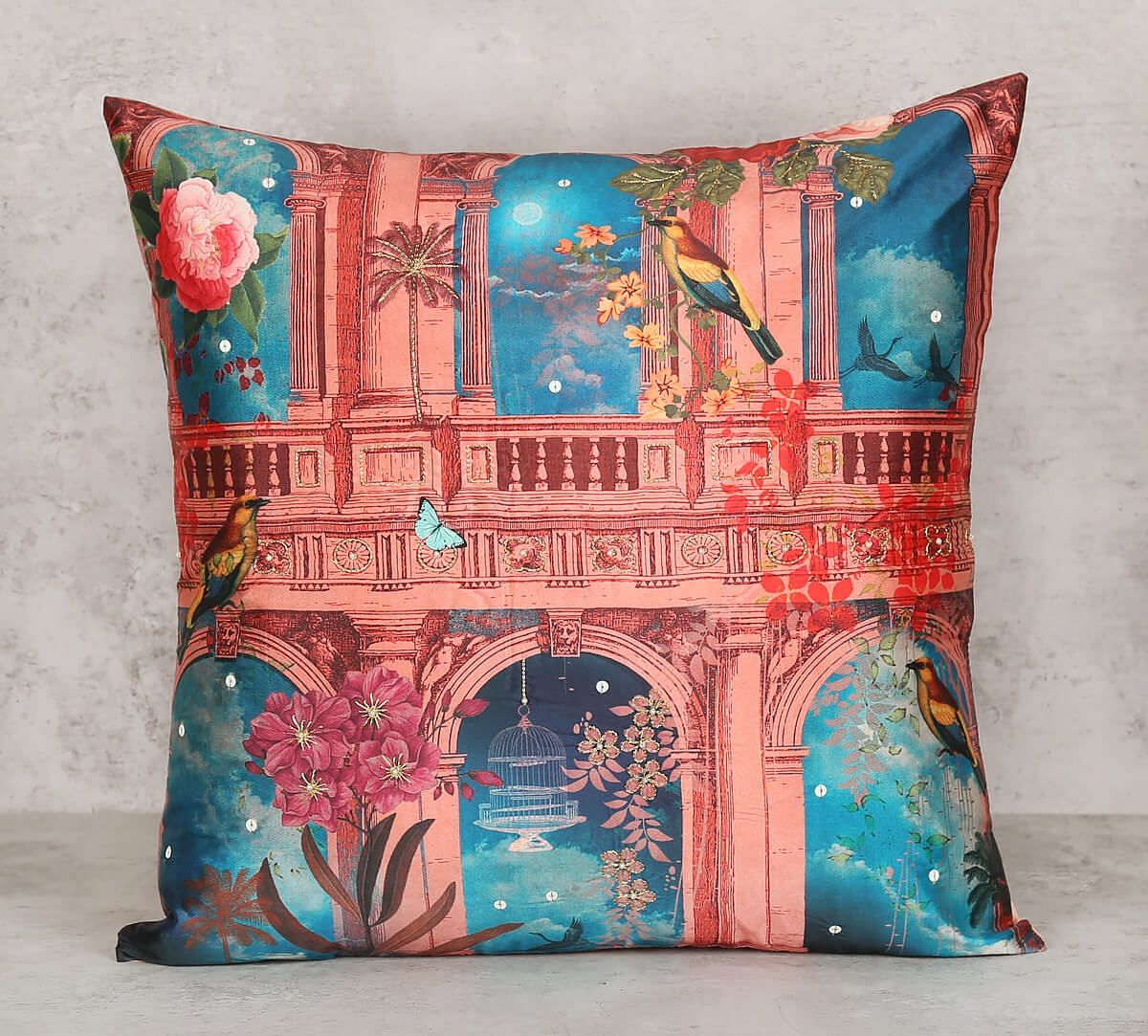 India Circus by Krsnaa Mehta Bliss Paradise Embroidered Cushion Cover