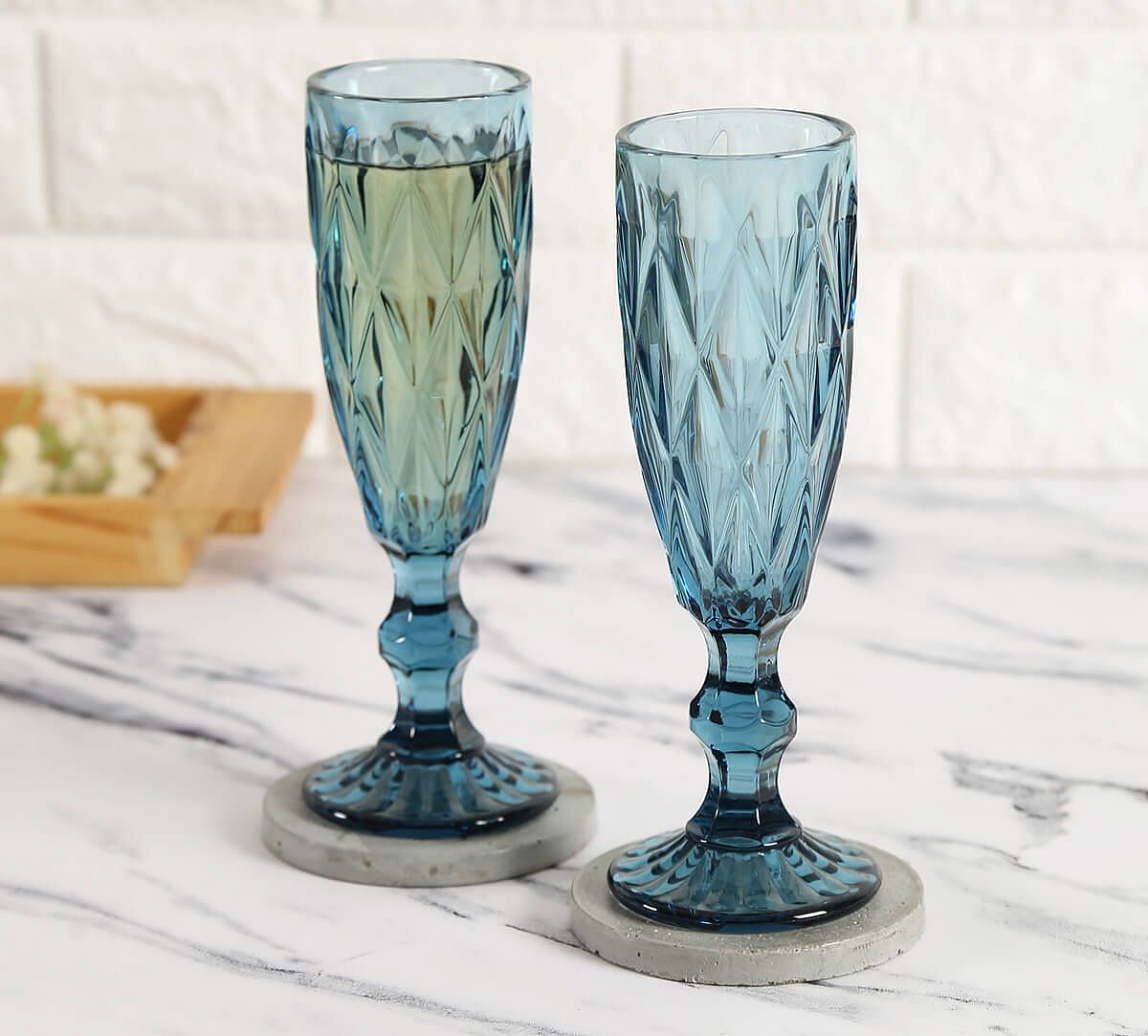 India Circus by Krsnaa Mehta Blue Champagne Glass