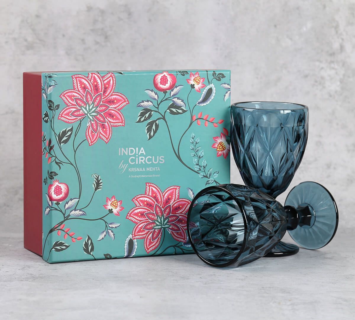 India Circus by Krsnaa Mehta Blue Wine Glass