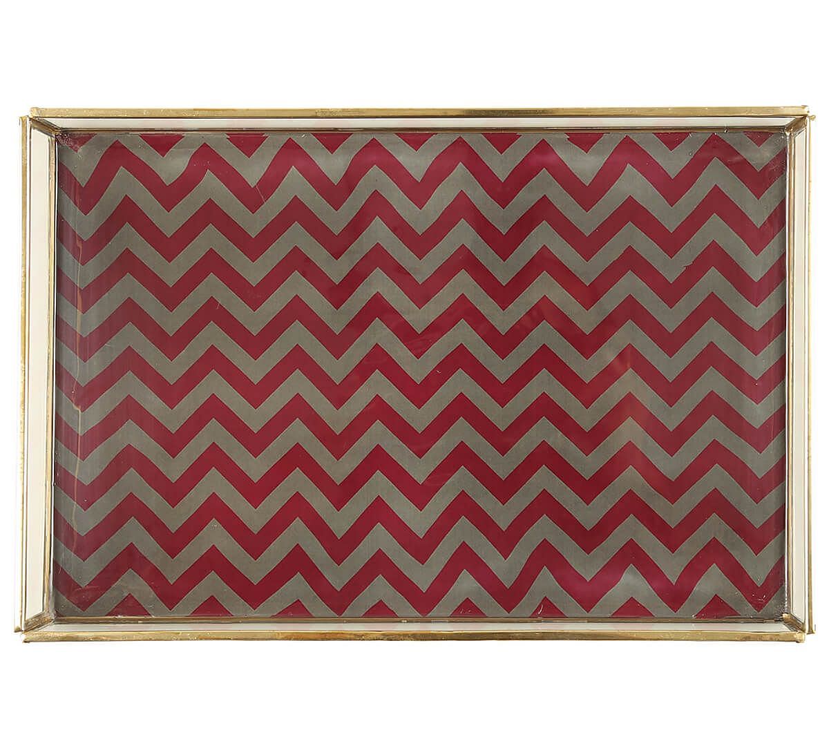 India Circus by Krsnaa Mehta Carmine Chevron Rectangle Tray