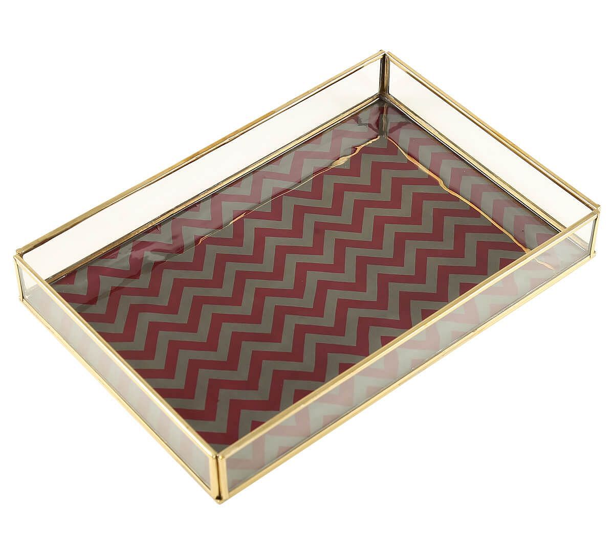 India Circus by Krsnaa Mehta Carmine Chevron Rectangle Tray