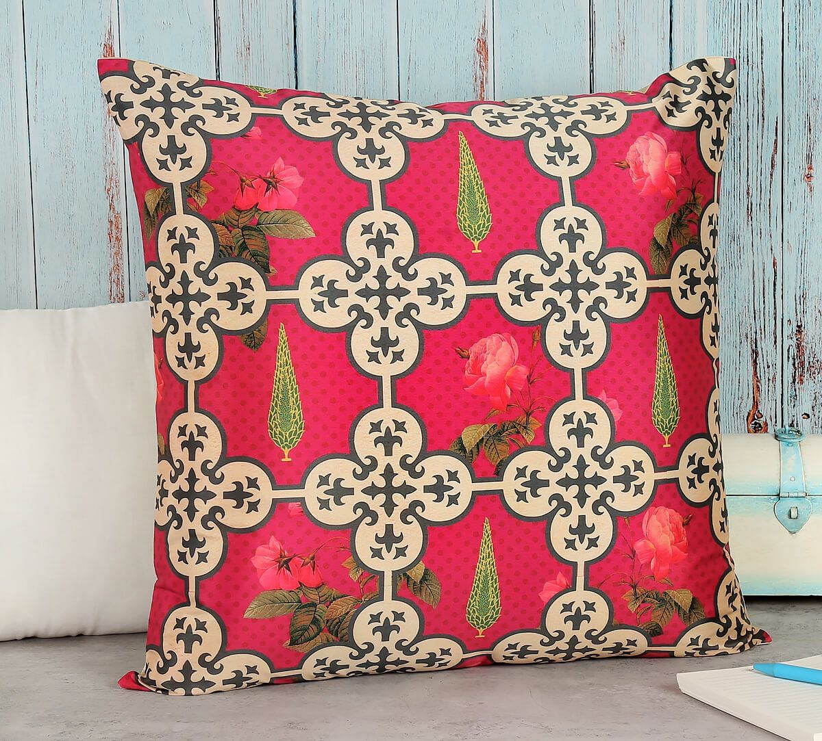 India Circus by Krsnaa Mehta Clover's Knotty Play Blended Taf Silk Cushion Cover