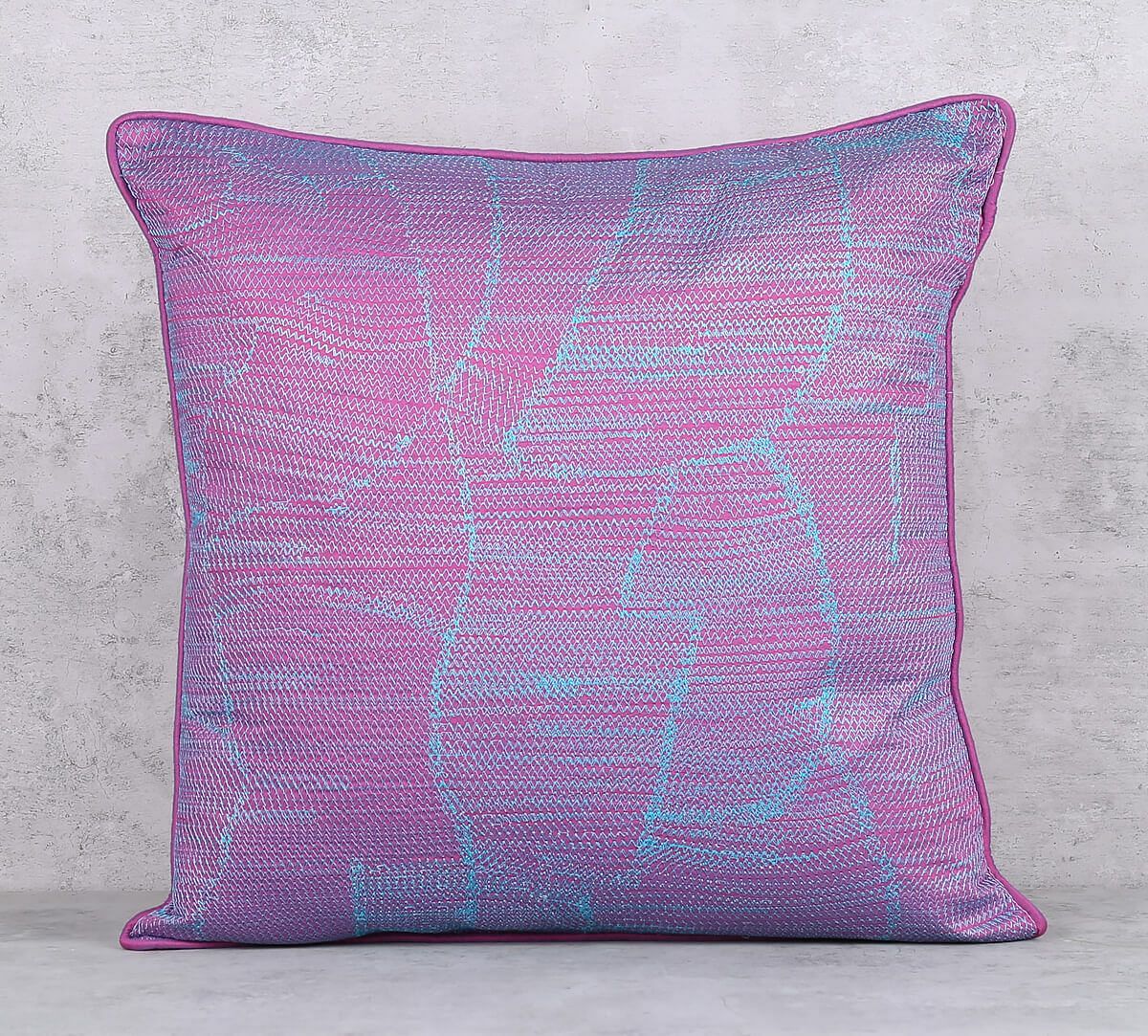 India Circus by Krsnaa Mehta Earth Celeste Textured Embroidered Cushion Cover