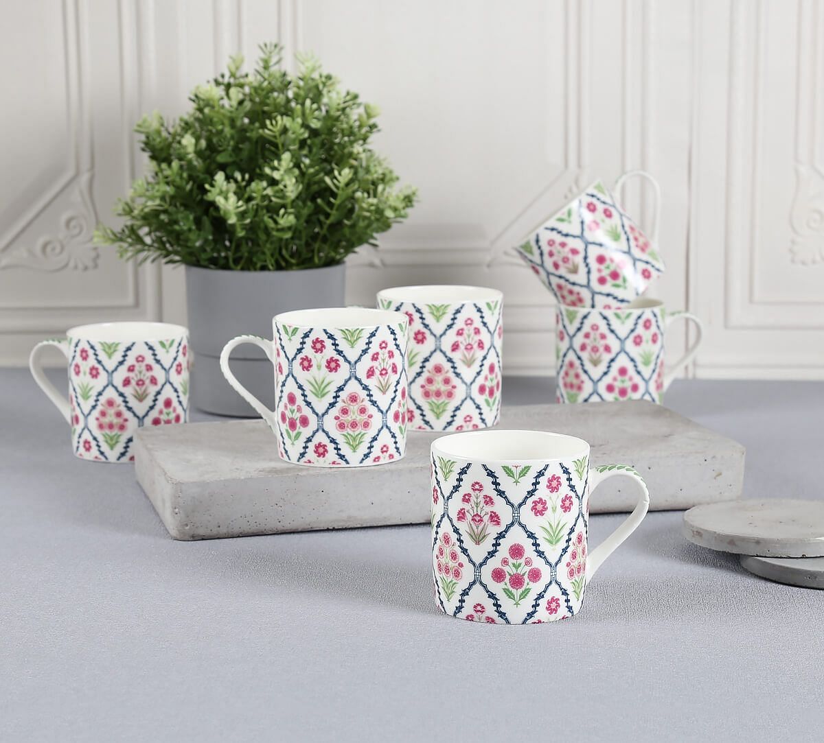 India Circus by Krsnaa Mehta Floral Fusion Mug Set of 6