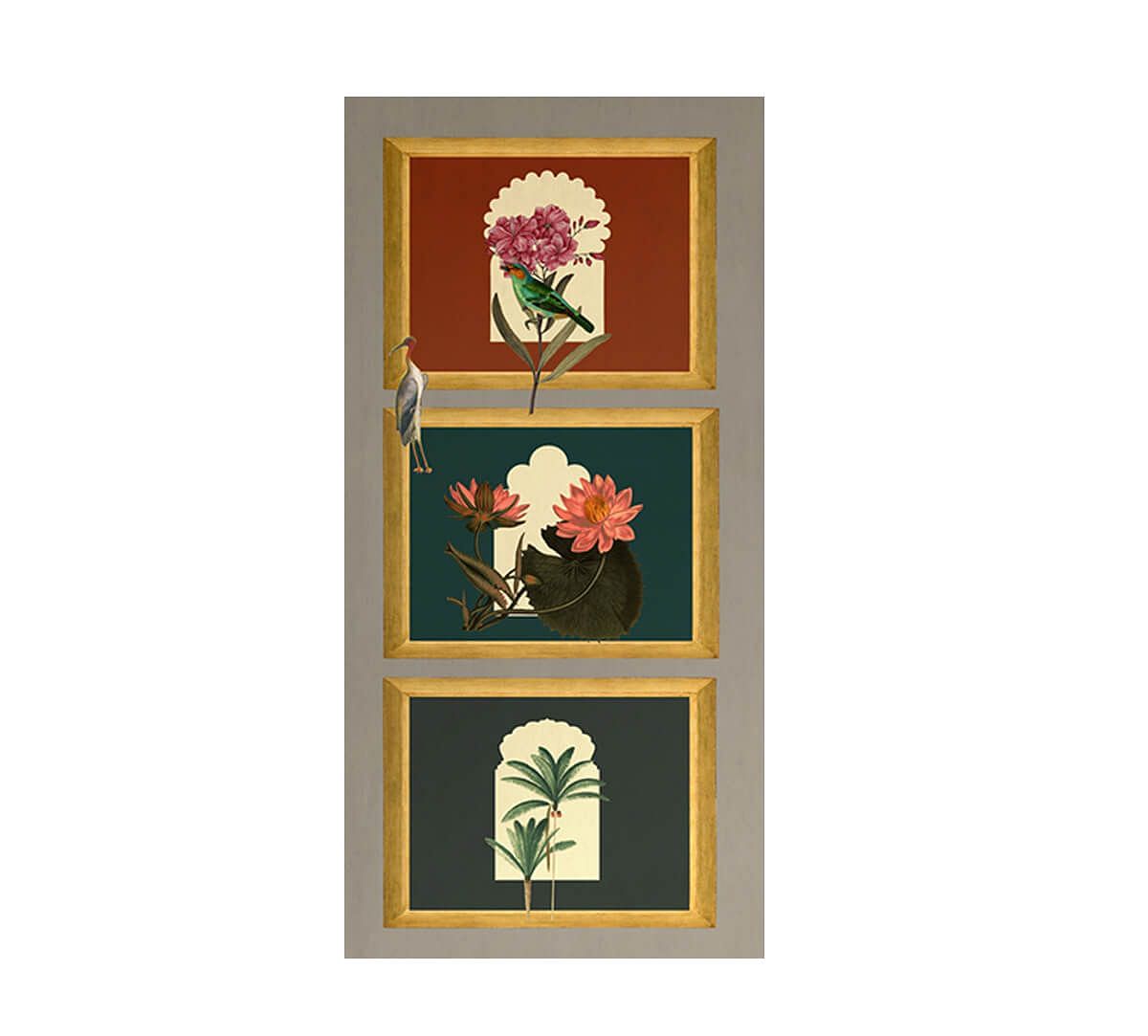 India Circus by Krsnaa Mehta Fluttering Blooms Wall Art Set of 3