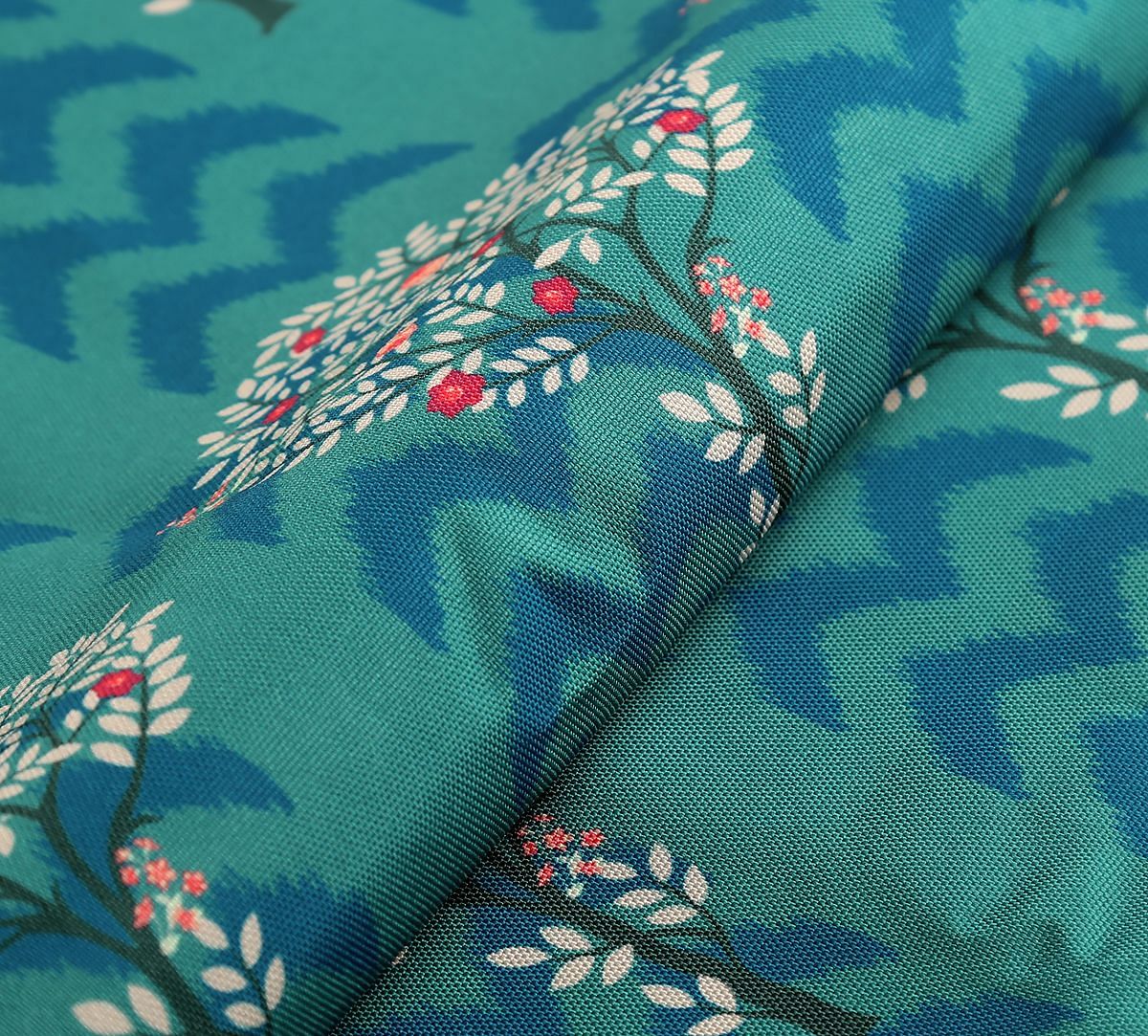 India Circus by Krsnaa Mehta Green Flutter Tree Fabric