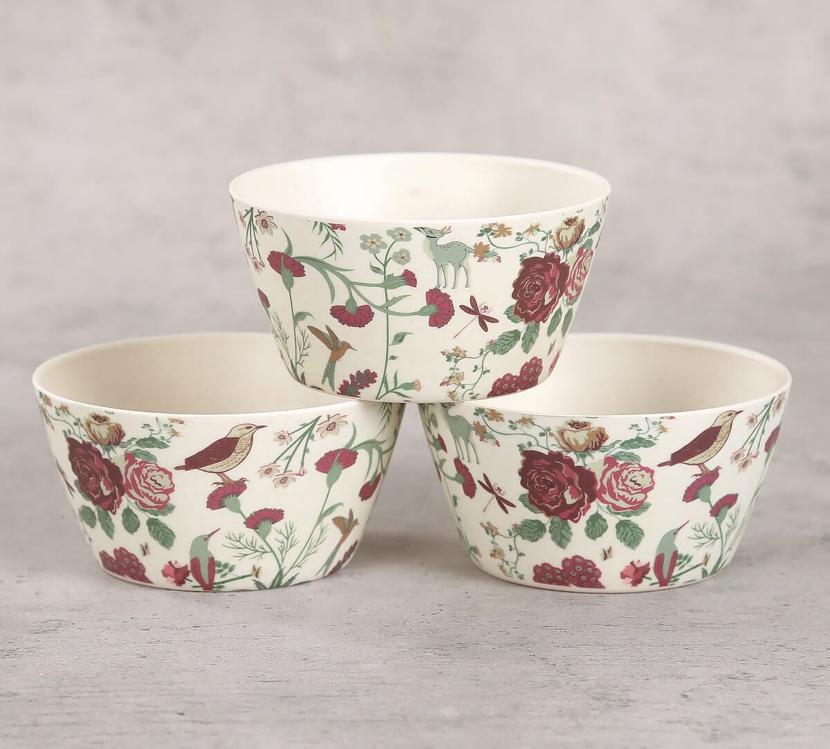 India Circus by Krsnaa Mehta Grey Floral Galore Bowls and Tray Set