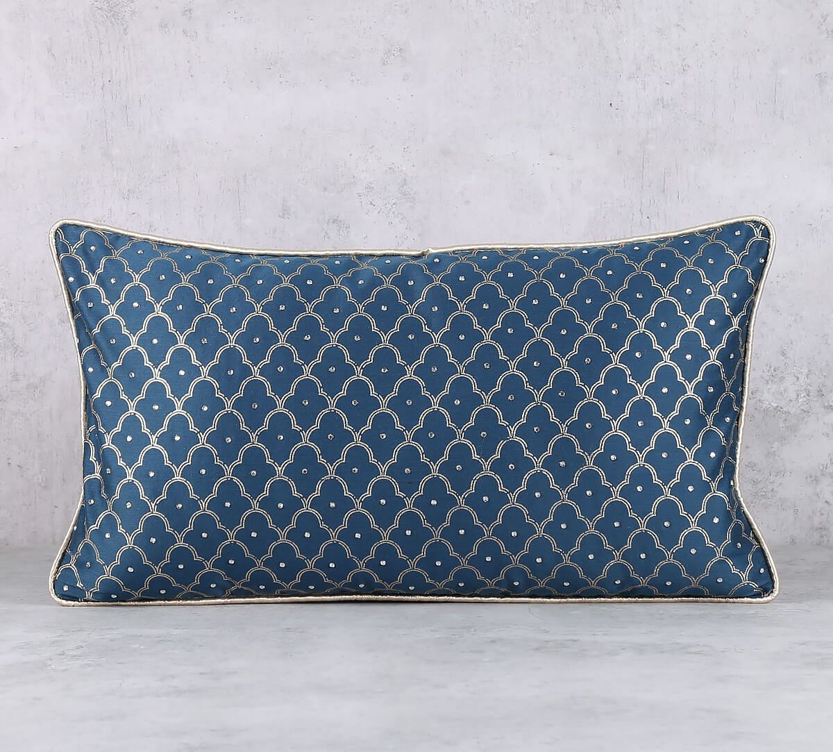 India Circus by Krsnaa Mehta Indigo Foils Metallic Print  Cushion Cover