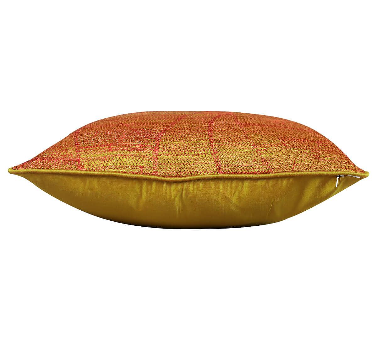 India Circus by Krsnaa Mehta Mercury Celeste Textured Embroidered Cushion Cover