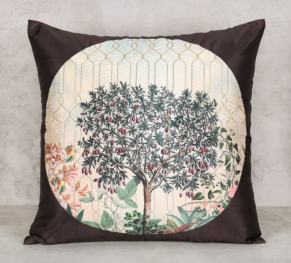 India Circus by Krsnaa Mehta Sultry Greenwood Embroidered Cushion Cover