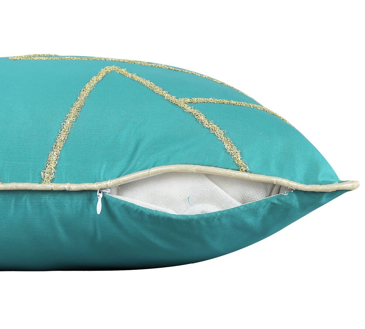 India Circus by Krsnaa Mehta Teal Gold Cushion Cover