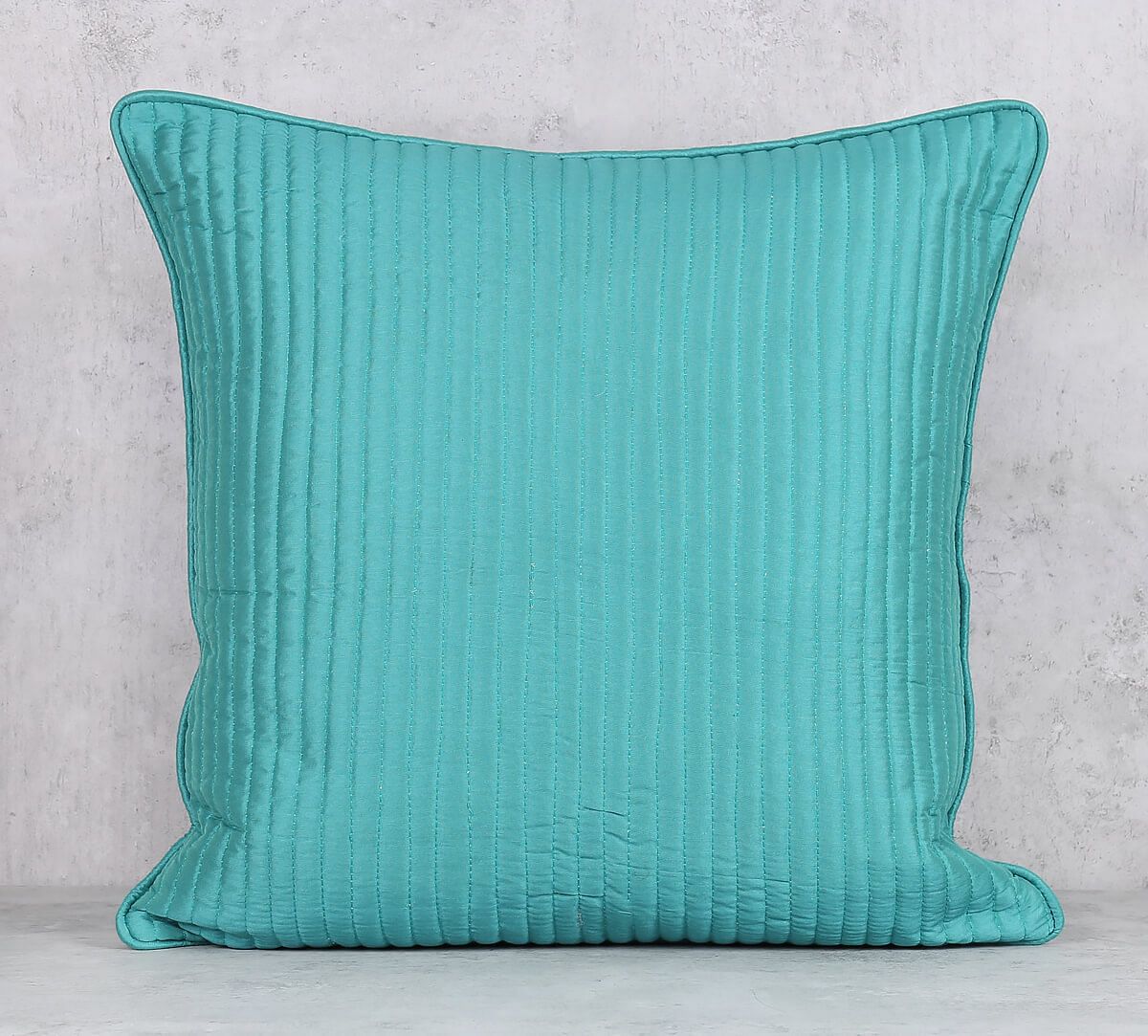 India Circus by Krsnaa Mehta Teal Pintucks Quilted Cushion Cover