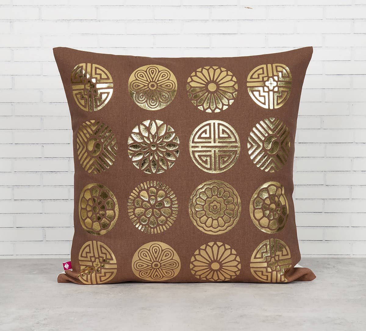 India Circus Chakra Motifs Foil Cushion Cover