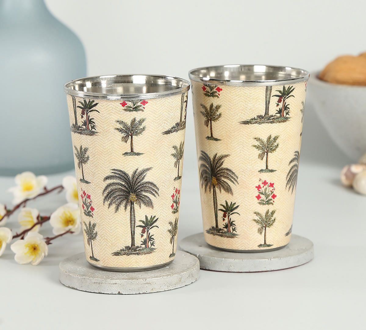 India Circus Chevron Palms Steel Tumbler (Set of 2)