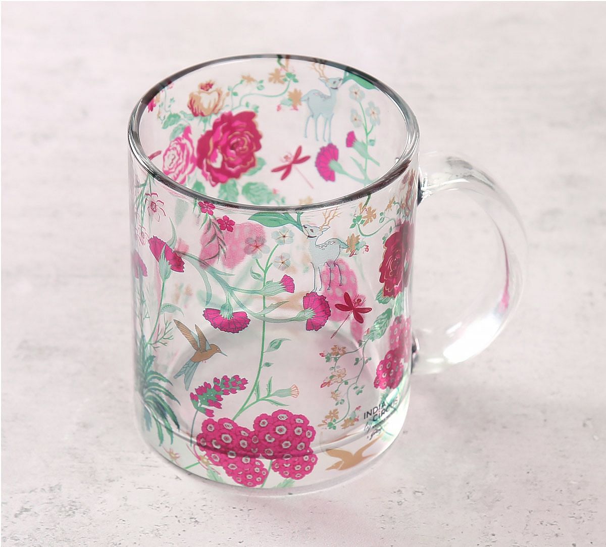 India Circus Floral Galore Glass Mug