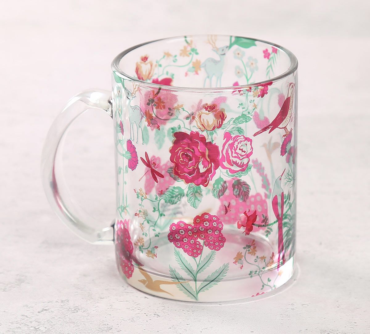 India Circus Floral Galore Glass Mug