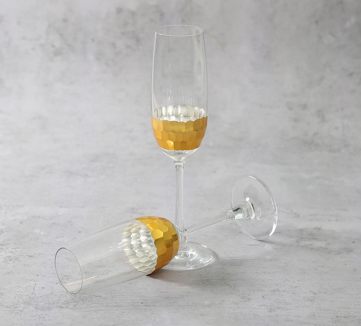 India Circus Gold Honeycomb Champagne Glass (Set of 2)