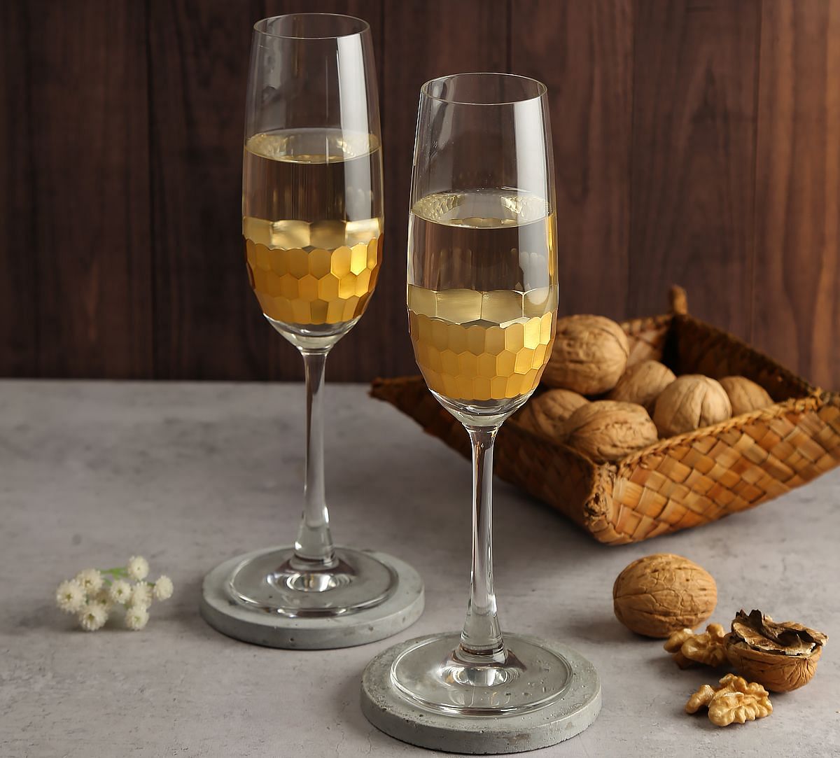 India Circus Gold Honeycomb Champagne Glass (Set of 2)