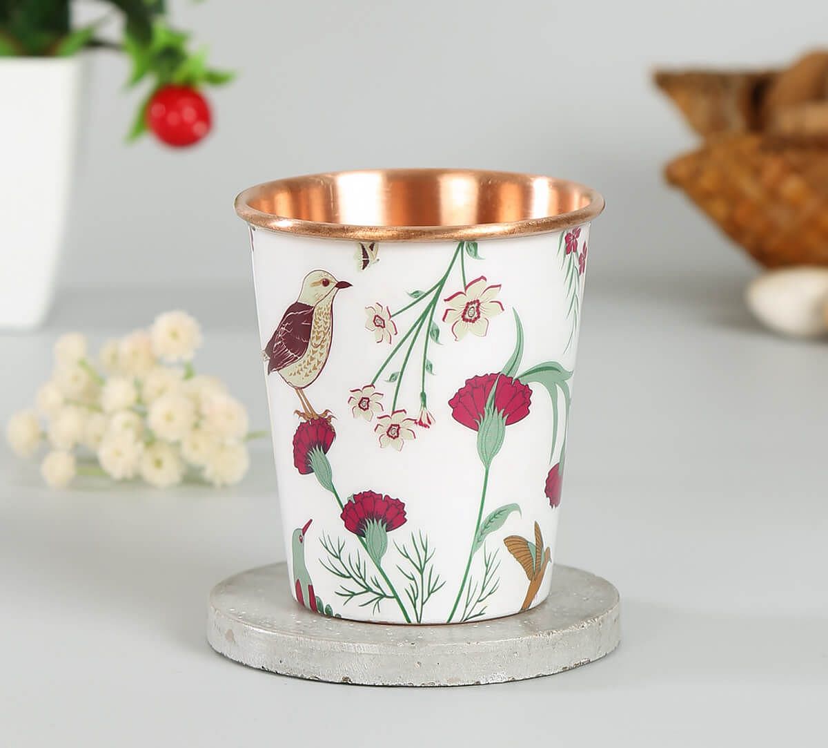 India Circus Grey Floral Galore Small Copper Tumbler