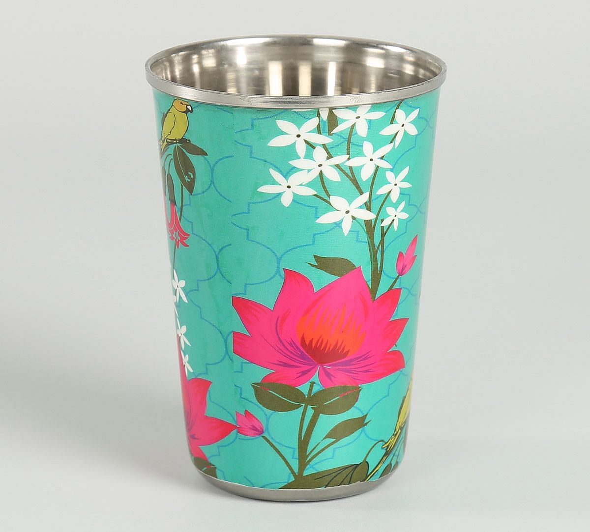 India Circus Parrot & Blooms Steel Tumbler (Set of 2)