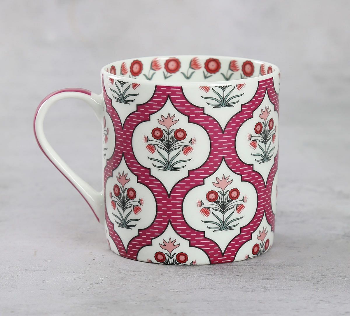 India Circus Pink Lattice Motifs Coffee Mugs Set of 6