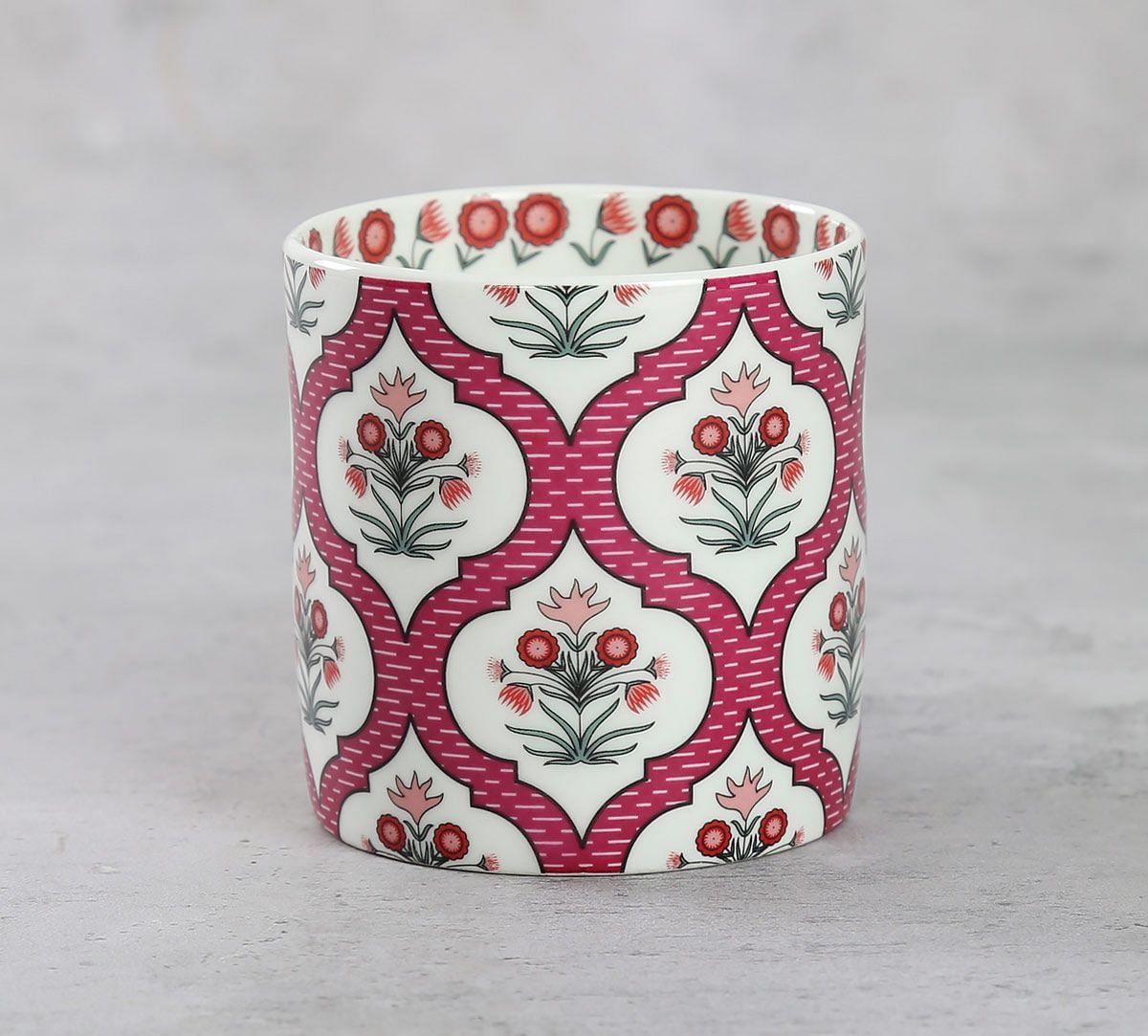 India Circus Pink Lattice Motifs Coffee Mugs Set of 6