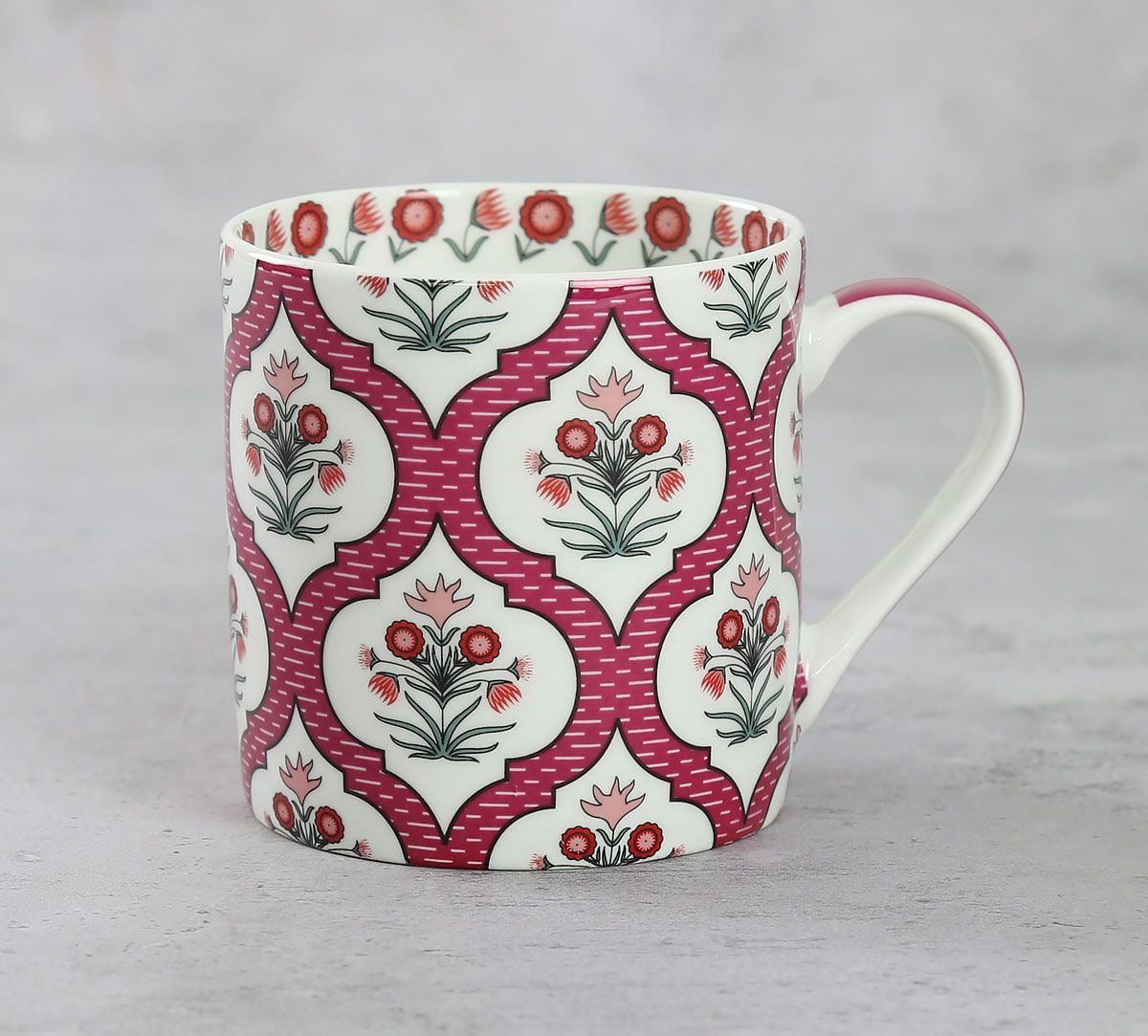 India Circus Pink Lattice Motifs Coffee Mugs Set of 6