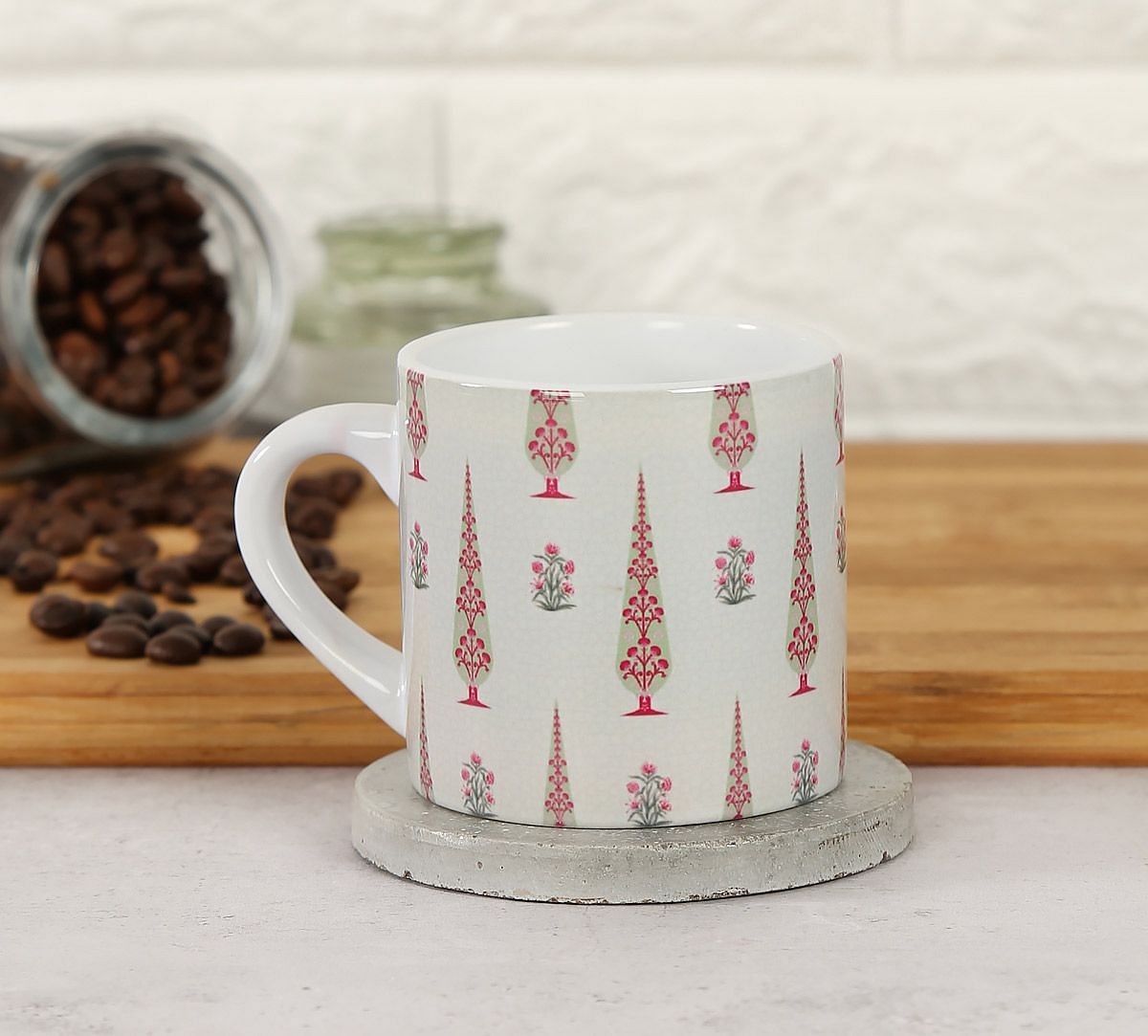 India Circus Poppy Conifer Beige Espresso Mug