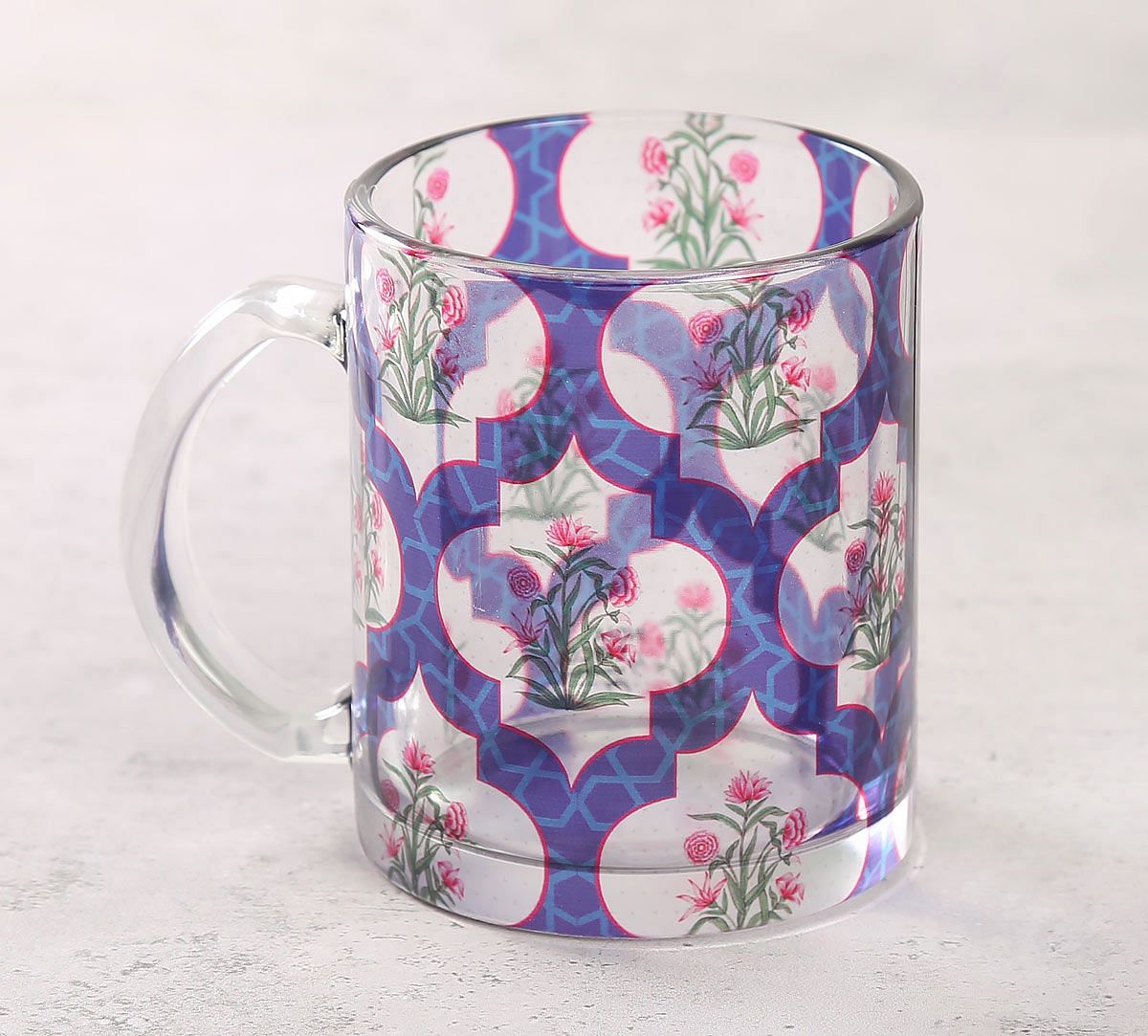 India Circus Poppy Flower Glass Mug