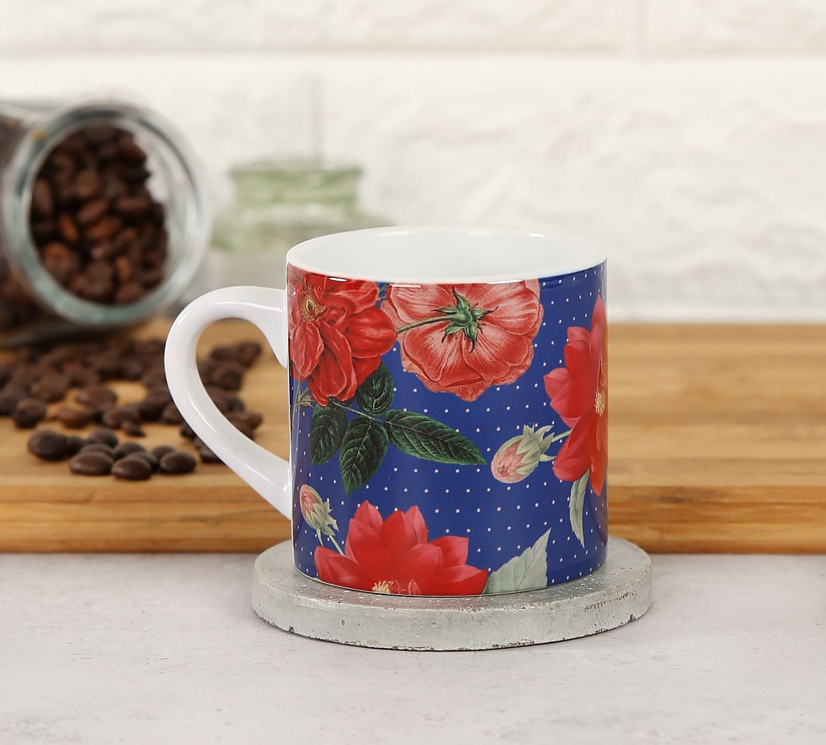 India Circus Red Blooms Espresso Mug