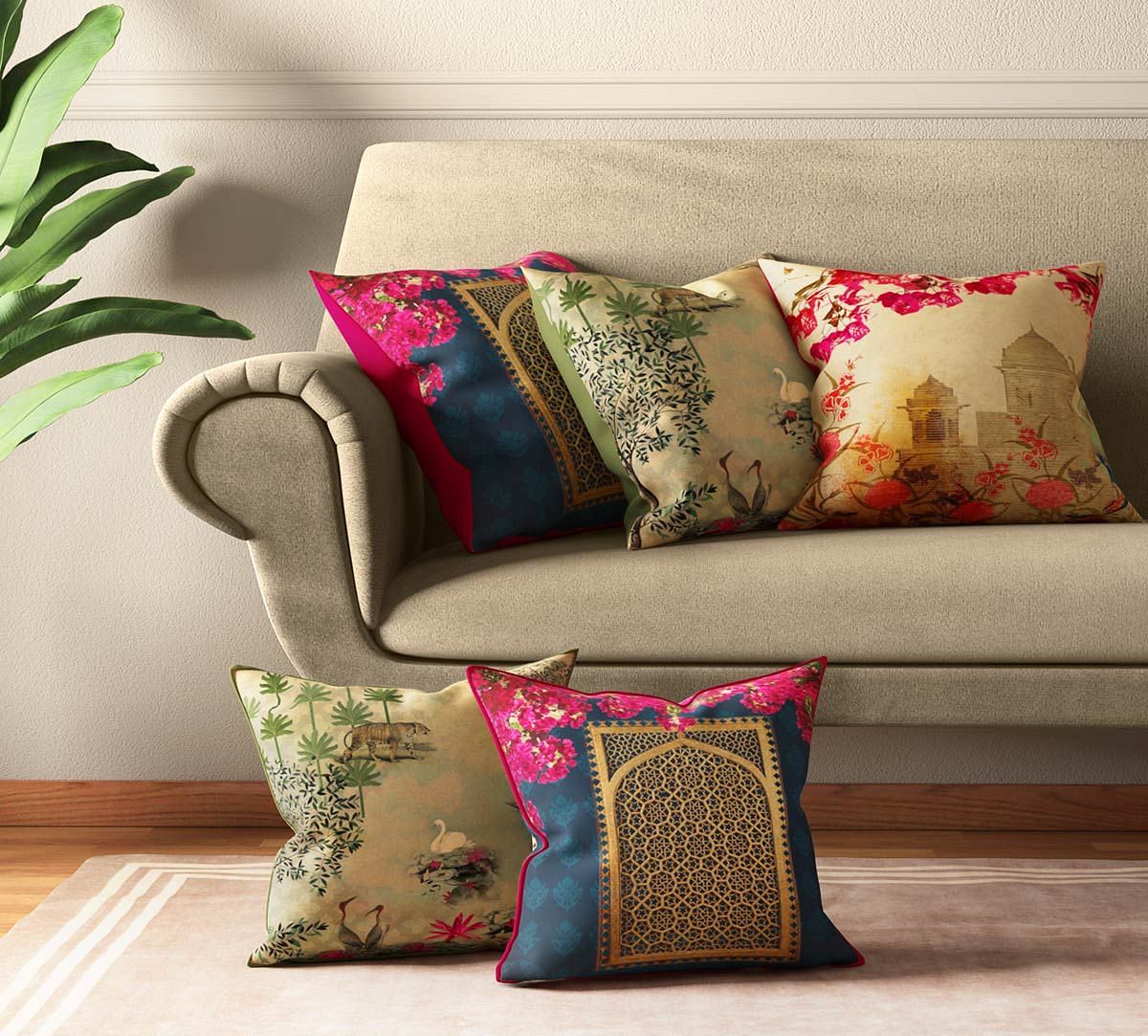 India Circus Royal Court Cushion Cover Set of 5