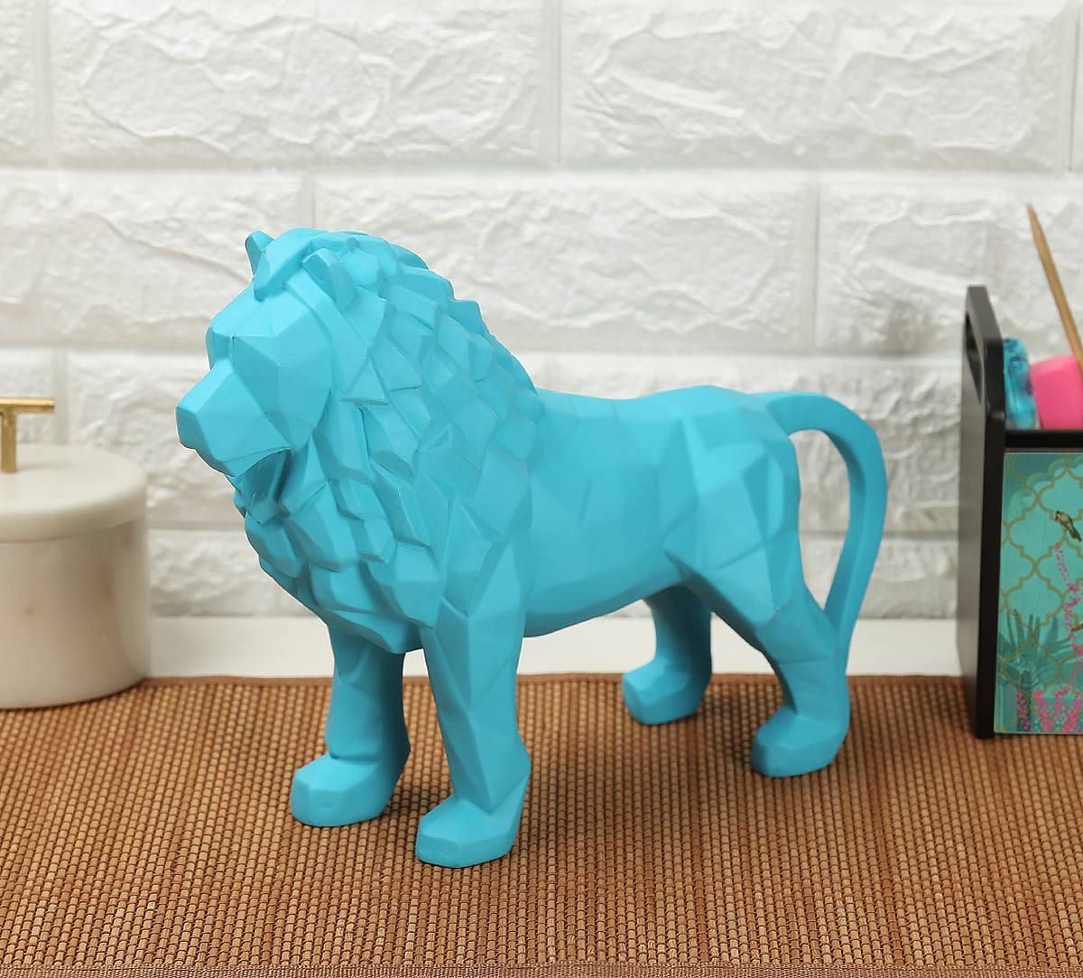 India Circus Sky Blue King of Beasts Figurine