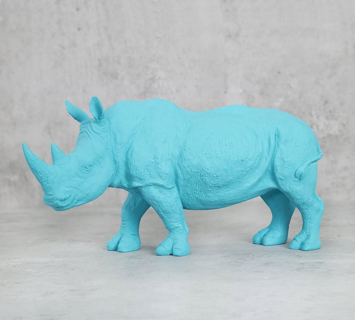 India Circus Sky Blue Rhino Calf Figurine