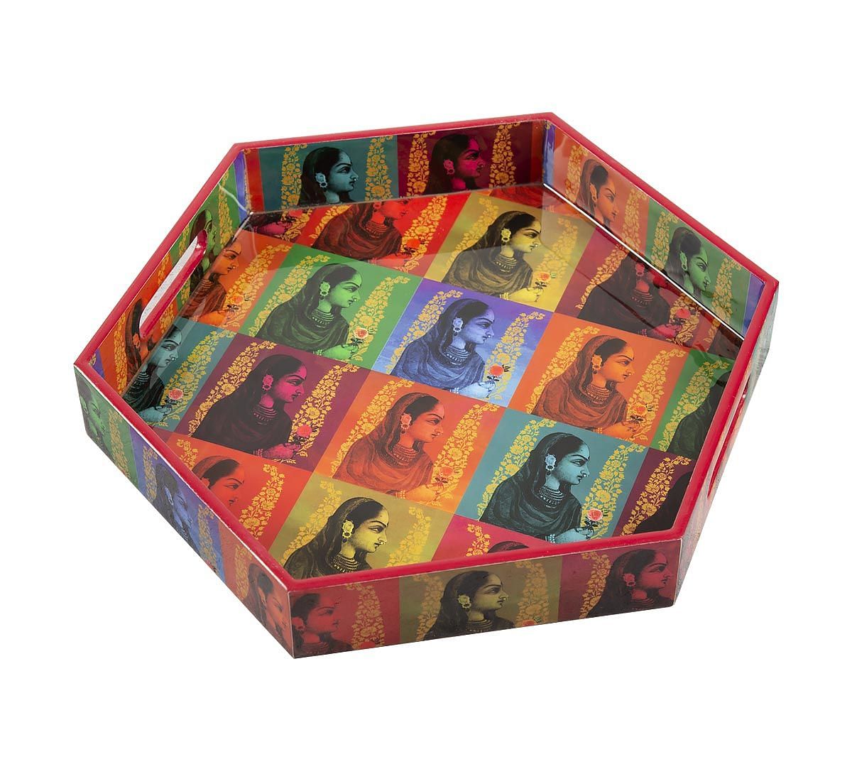 India Circus Tinted Queen Hexagon Serving Tray