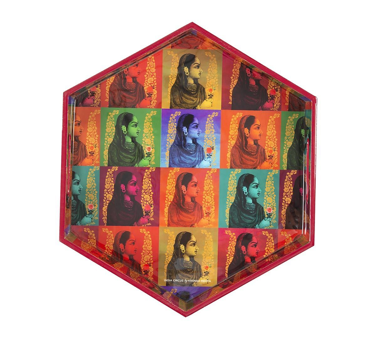 India Circus Tinted Queen Hexagon Serving Tray