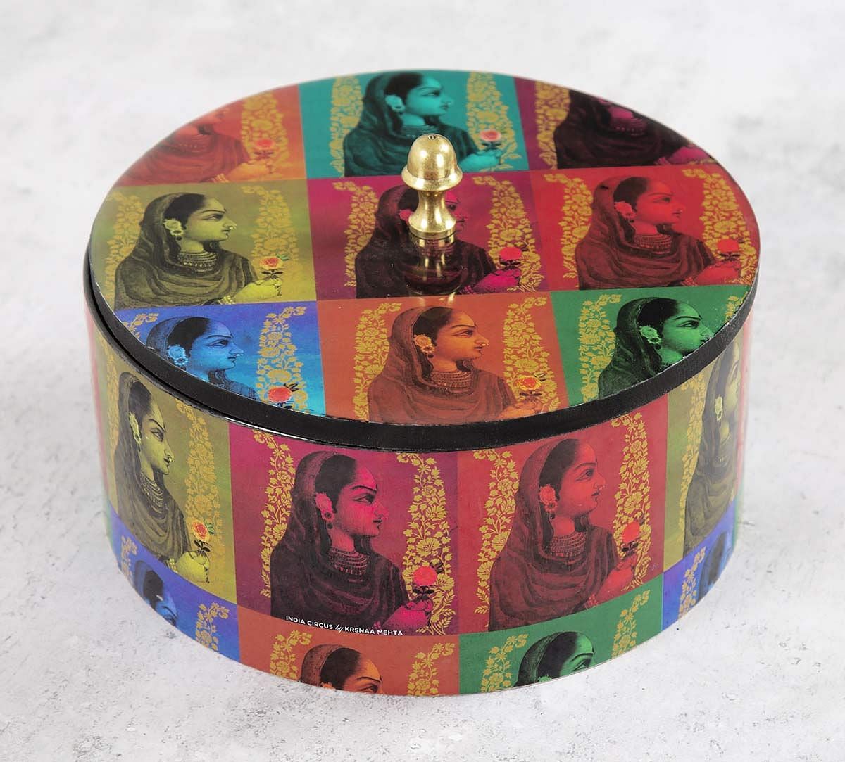 India Circus Tinted Queen Round Storage Box