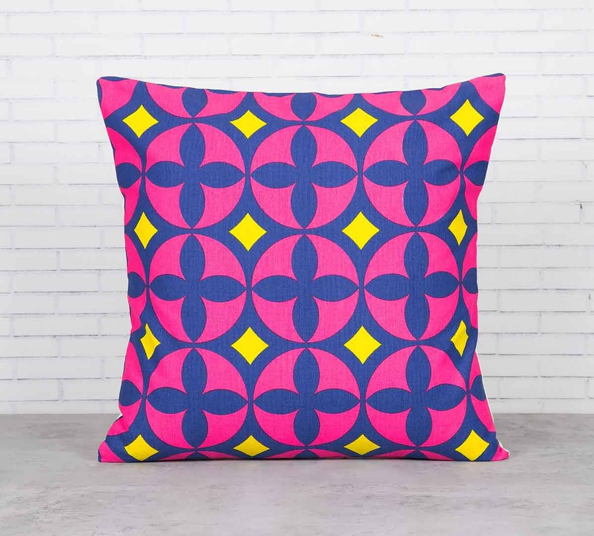 India Circus Elixir of Geometry Magenta Cotton Cushion Cover