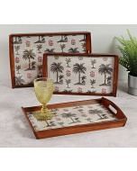 India Circus by Krsnaa Mehta Chevron Palms Trays Set of 3