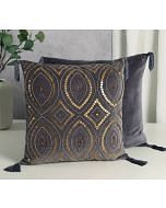 India Circus by Krsnaa Mehta Grey Decorated Adorn Cushion Cover