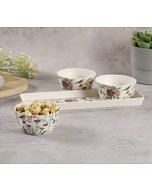 India Circus by Krsnaa Mehta Grey Floral Galore Bowls and Tray Set