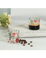 India Circus by Krsnaa Mehta Grey Floral Galore Glass Espresso Mug Set of 4