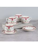 India Circus by Krsnaa Mehta Petal Perfection Cup and Saucer Set of 4