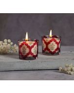 India Circus by Krsnaa Mehta Poppy Flower Scarlet Cylindrical Candle Votive Set of 2